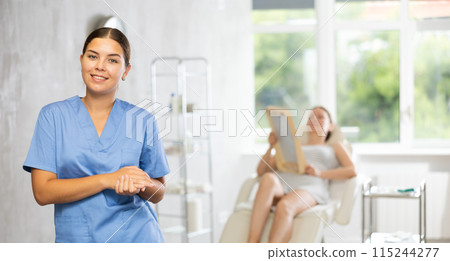 Doctor represents services provided in medical clinic 115244277