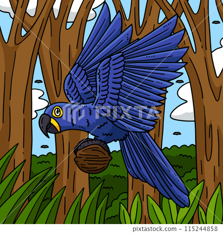 Hyacinth Macaw Bird Colored Cartoon Illustration Hyacinth Macaw Bird Colored Cartoon Illustration 115244858