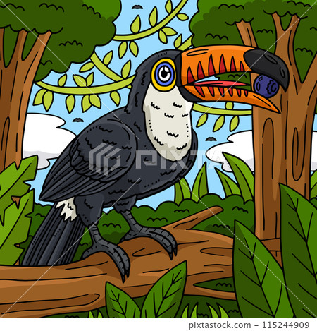 Tucan Bird Colored Cartoon Illustration Tucan Bird Colored Cartoon Illustration 115244909
