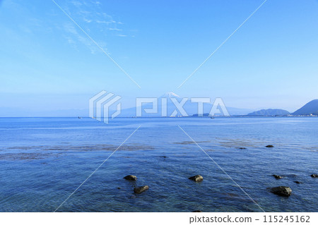 Mount Fuji as seen from Uchiura Bay in Numazu City, Shizuoka Prefecture, Izu Peninsula 115245162