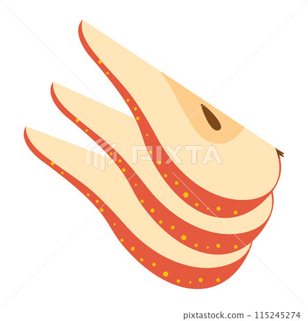 Cut ripe red pear cartoon icon. Hand drawncartoon trendy flat style 115245274