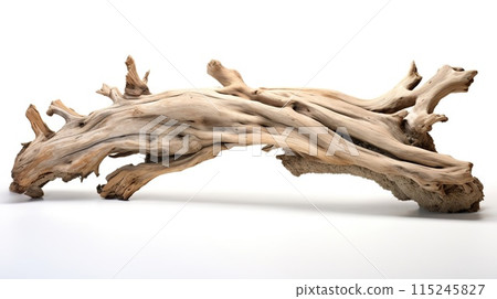 Beautiful winding driftwood for product photography. Grape branch on a table with beautiful sunlight 115245827