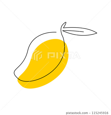 Mango fruit in continuous line art drawing style Mango fruit in continuous line art drawing style 115245916