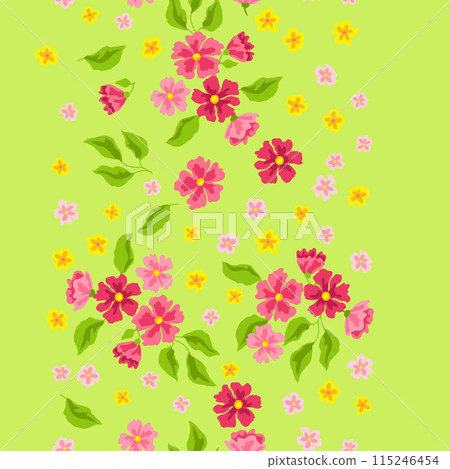 Pattern with pretty flowers. Beautiful decorative natural plants and leaves. Pattern with pretty flowers. Beautiful decorative natural plants and leaves. 115246454