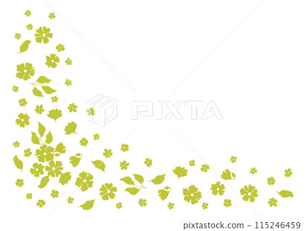 Frame with pretty flowers. Beautiful decorative natural plants and leaves. 115246459