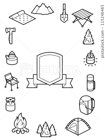 Travel camping background. Tourist equipment for survival in outdoor. Travel camping background. Tourist equipment for survival in outdoor. 115246465