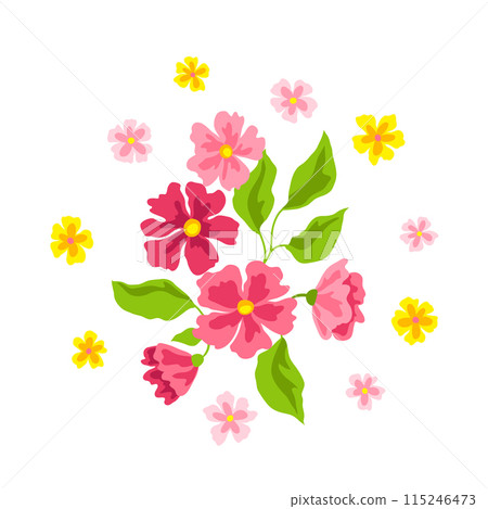 Background with pretty flowers. Beautiful decorative natural plants and leaves. Background with pretty flowers. Beautiful decorative natural plants and leaves. 115246473
