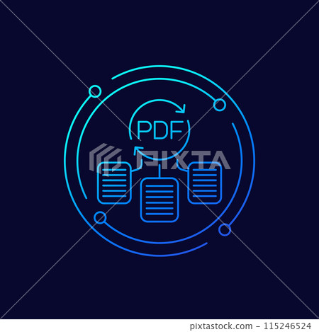 convert to PDF icon with documents, linear design convert to PDF icon with documents, linear design 115246524