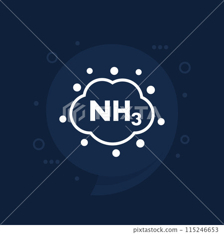 ammonia, NH3 gas icon with a cloud, vector 115246653