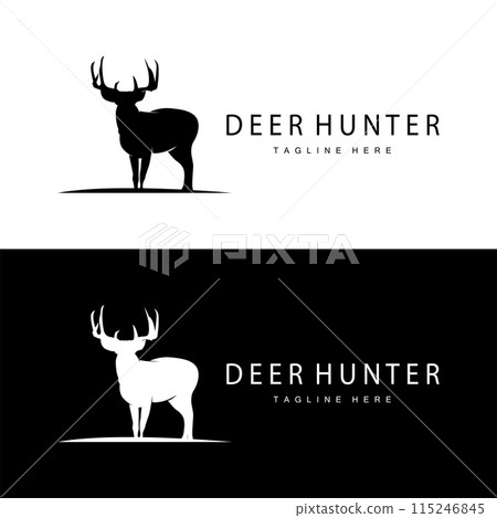 simple black silhouette deer logo vintage design deer forest animal hunter simple black silhouette deer logo vintage design deer forest animal hunter 115246845