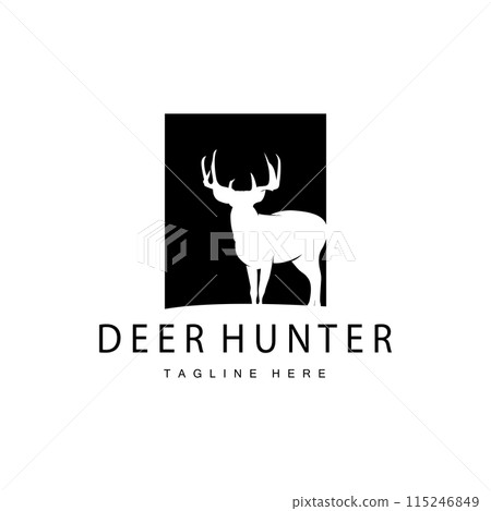 simple black silhouette deer logo vintage design deer forest animal hunter simple black silhouette deer logo vintage design deer forest animal hunter 115246849