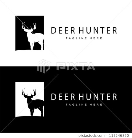 simple black silhouette deer logo vintage design deer forest animal hunter simple black silhouette deer logo vintage design deer forest animal hunter 115246850