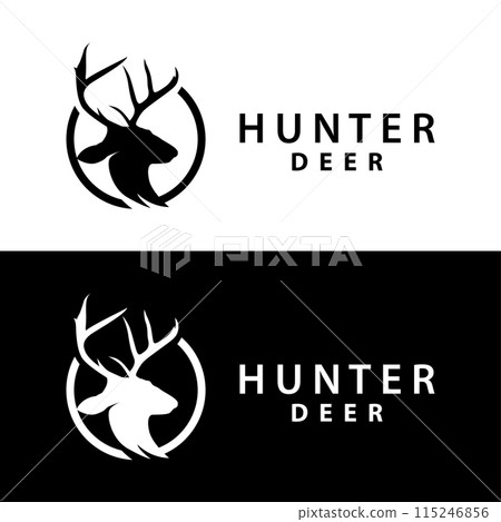 simple black silhouette deer logo vintage design deer forest animal hunter simple black silhouette deer logo vintage design deer forest animal hunter 115246856