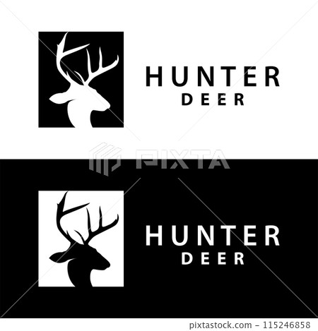 simple black silhouette deer logo vintage design deer forest animal hunter simple black silhouette deer logo vintage design deer forest animal hunter 115246858
