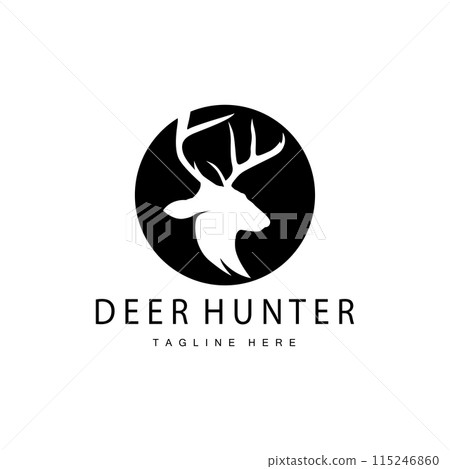 simple black silhouette deer logo vintage design deer forest animal hunter simple black silhouette deer logo vintage design deer forest animal hunter 115246860
