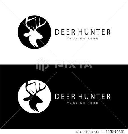simple black silhouette deer logo vintage design deer forest animal hunter simple black silhouette deer logo vintage design deer forest animal hunter 115246861
