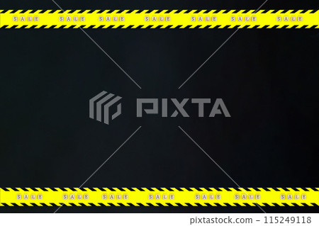 黃色膠帶的黑色框架,帶有對角線警戒線,上面和下面有連續的帆塊。 黃色膠帶的黑色框架,帶有對角線警戒線,上面和下面有連續的帆塊。 115249118
