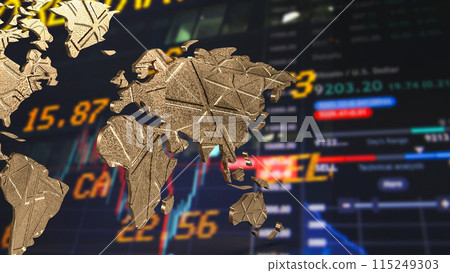 The world map on Business Background  3d rendering. 115249303