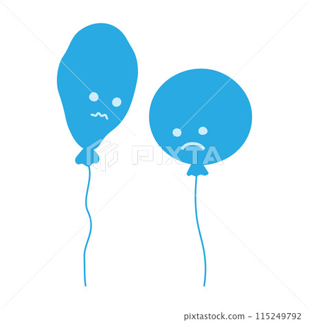 Circle and deflated balloon with sad smiley faces in trendy monochrome blue Blue Monday symbol idea Circle and deflated balloon with sad smiley faces in trendy monochrome blue Blue Monday symbol idea 115249792