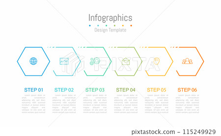 Infographic 6 options design elements for your business data. Vector Illustration. Infographic 6 options design elements for your business data. Vector Illustration. 115249929