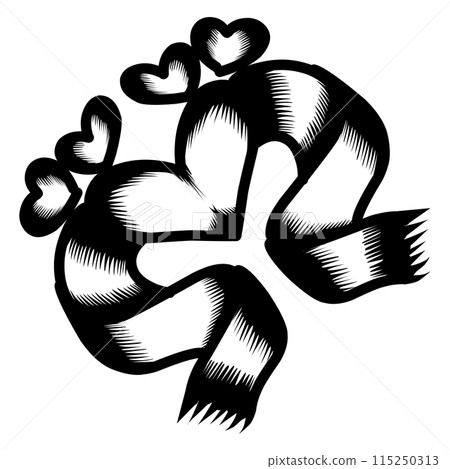Black and white heart and ribbon with place for text. Coloring book page for adults and children. Valentine's day holiday design for gift card, flyer, certificate or banner 115250313