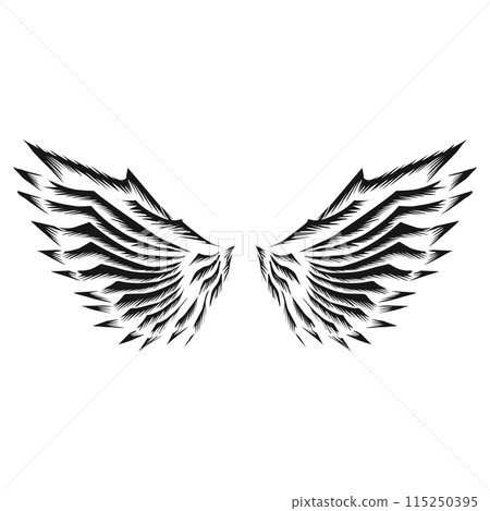 Design graphic of wing icon. Perfect for tattoo, banner, stickers, greeting cards 115250395