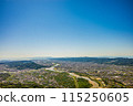 Aerial shot of Mt. Funato and Wakayama Bay from above Mt. Yuriyama in Kinokawa City, Wakayama Prefecture. June 115250605