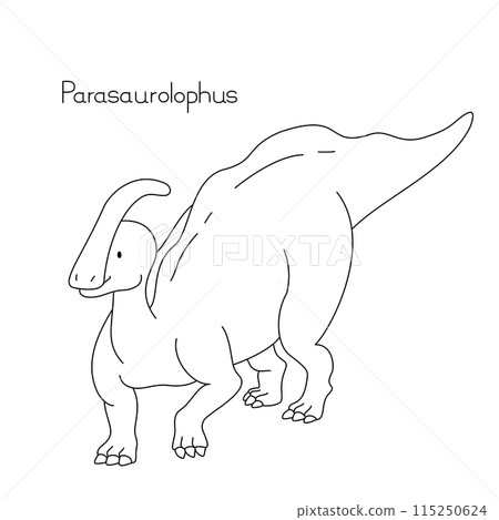 Dinosaur coloring book: Realistic and cute dinosaur: Parasaurolophus line drawing 115250624