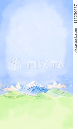 富士山與藍天水彩畫的背景圖 富士山與藍天水彩畫的背景圖 115250687