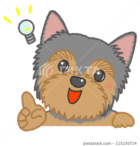 Illustration of a Yorkshire terrier with a surprised expression 115250724