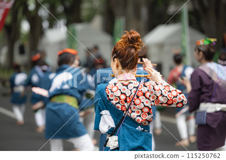 Sendai Aoba Festival, Sparrow dance, large flow of music, festival flute Sendai Aoba Festival, Sparrow dance, large flow of music, festival flute 115250762