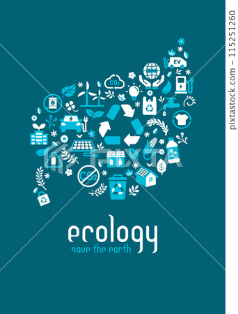 Eco motif vector illustration A4 portrait poster size (Eco, recycling, SDGs) Eco motif vector illustration A4 portrait poster size (Eco, recycling, SDGs) 115251260