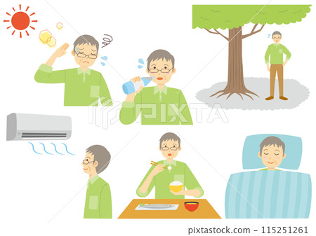 一組老人防暑插畫 115251261