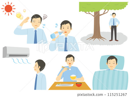 一組穿西裝的男人防暑插畫 115251267