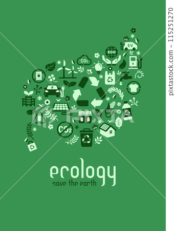 生態主題向量插圖 A4 垂直海報尺寸（生態/回收/SDG） 115251270