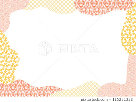Fluid shape background with Japanese patterns inspired by autumn and New Year 115251338