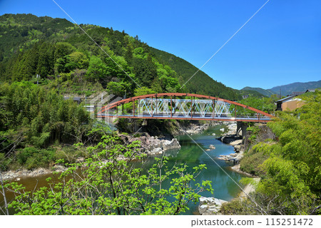 [Gifu Prefecture] Gero City: Takehara River lit up by fresh greenery 115251472