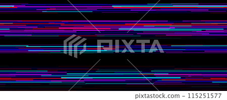 TV static noise texture. VHS video signal wallpaper with stripes, interferences or glitches. Neon glitch white noise background. Rippled grained television screen backdrop for poster, banner. Vector 115251577