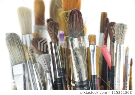 Assortment of various types and sizes of paintbrushes 115251808