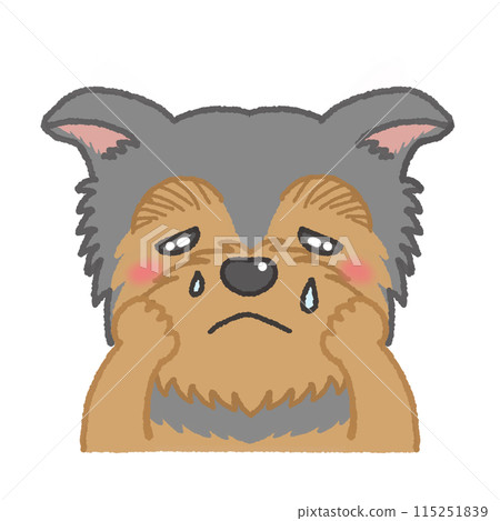 Illustration of a Yorkshire terrier with a sad expression 115251839