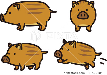 Simple and cute illustration set of baby boar 115251849