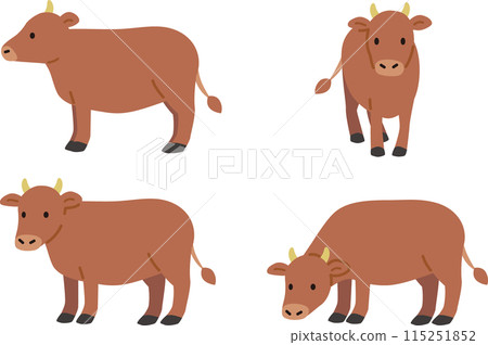 Simple and cute cow illustration set 115251852