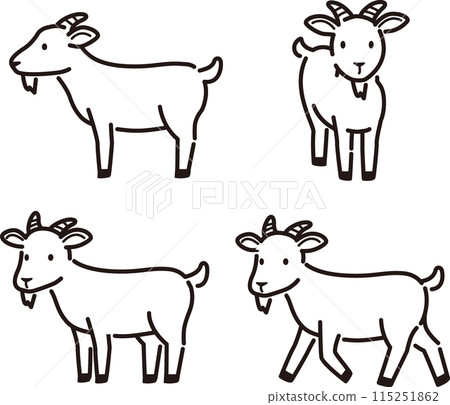 簡單可愛的山羊插畫集 115251862