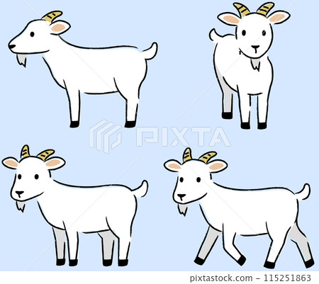 Simple and cute goat illustration set 115251863