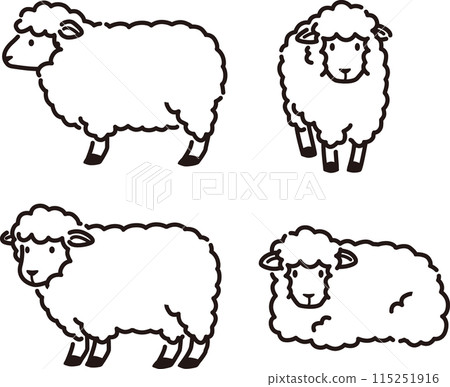 Simple and cute sheep illustration set 115251916