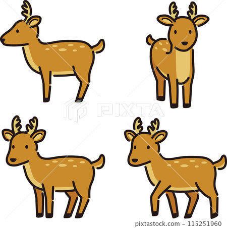 Simple and cute deer illustration set 115251960