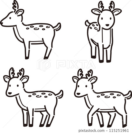 Simple and cute deer illustration set 115251961