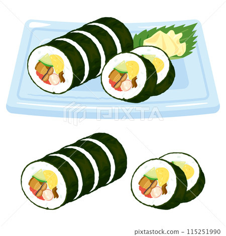 Maki sushi served on a plate Maki sushi served on a plate 115251990