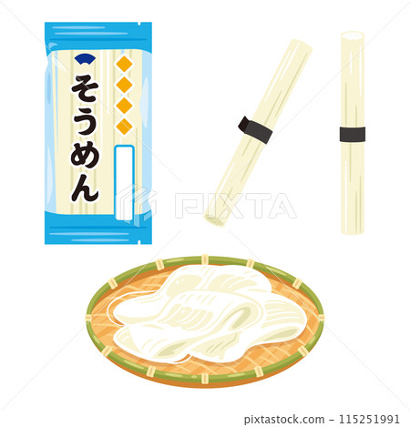 Somen noodles and dried somen noodles in a colander Somen noodles and dried somen noodles in a colander 115251991