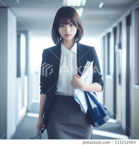 Woman with documents in office 115252003